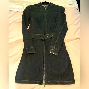 Burberry Vintage Early 2000’s Denim Long Sleeve Zipper Belted Dress Size 2